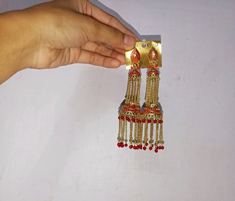 Red Vertical earrings