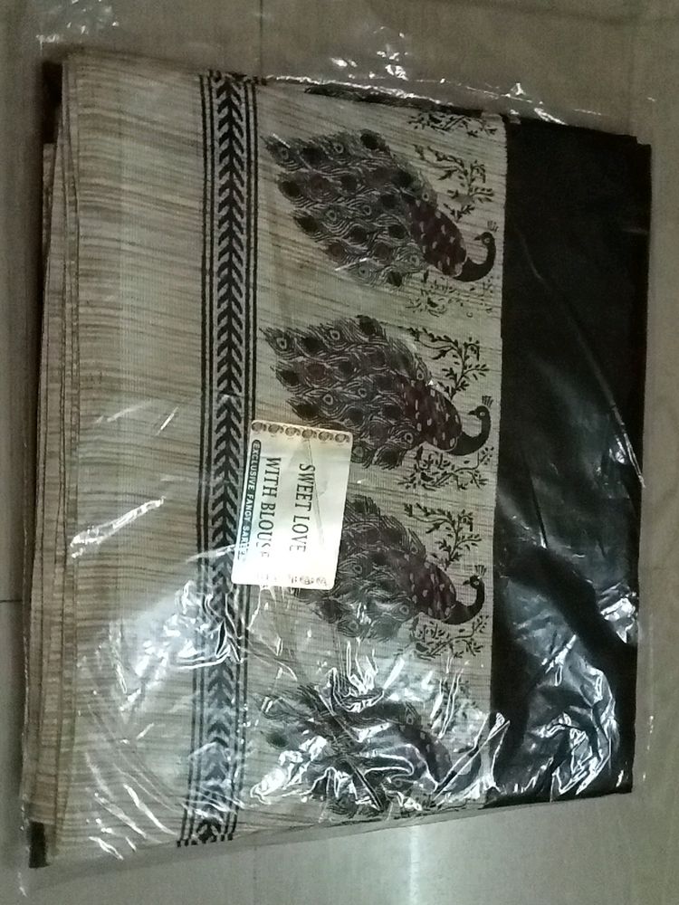 Sari Black And Golden Border