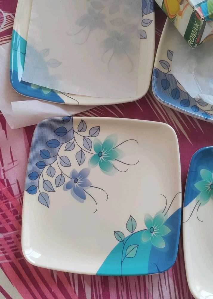 Square Snacks Dish Flower Print