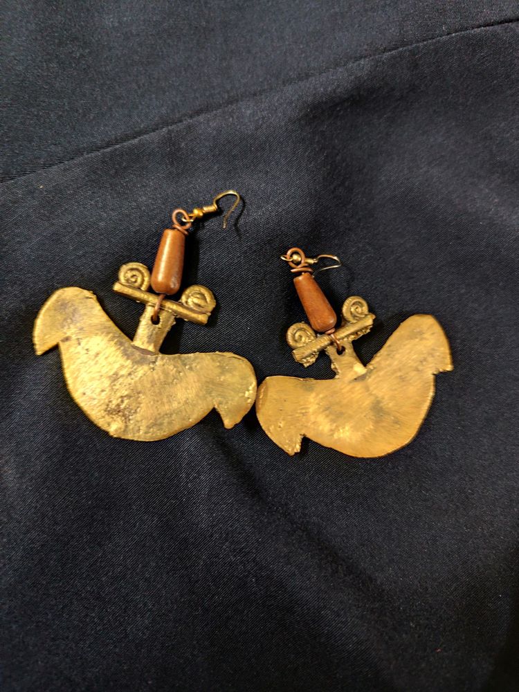 Pure Brass Dokra Statement Earrings