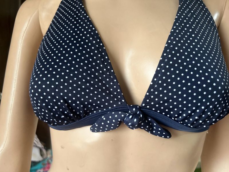 Navy Blue Polka Dot Bikni Top