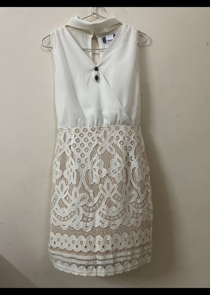 White Party Dress Halter Nexk Style