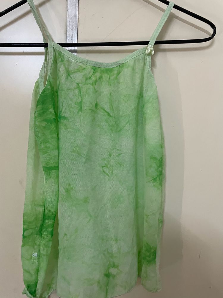 Green Tie&Dye Mesh Top