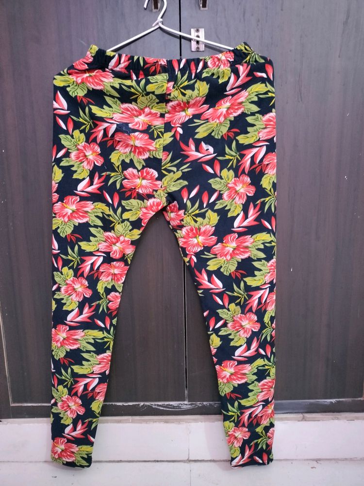 Orange Floral Leggings