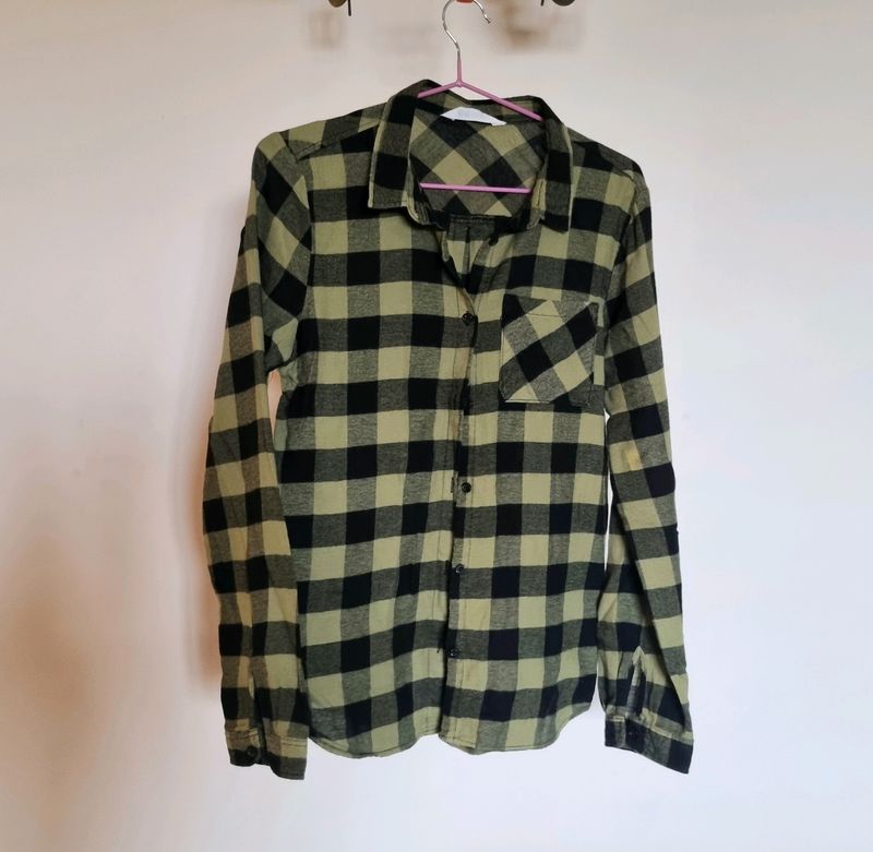 SALE H&M cotton Casual SHIRT Green Black 36" @299