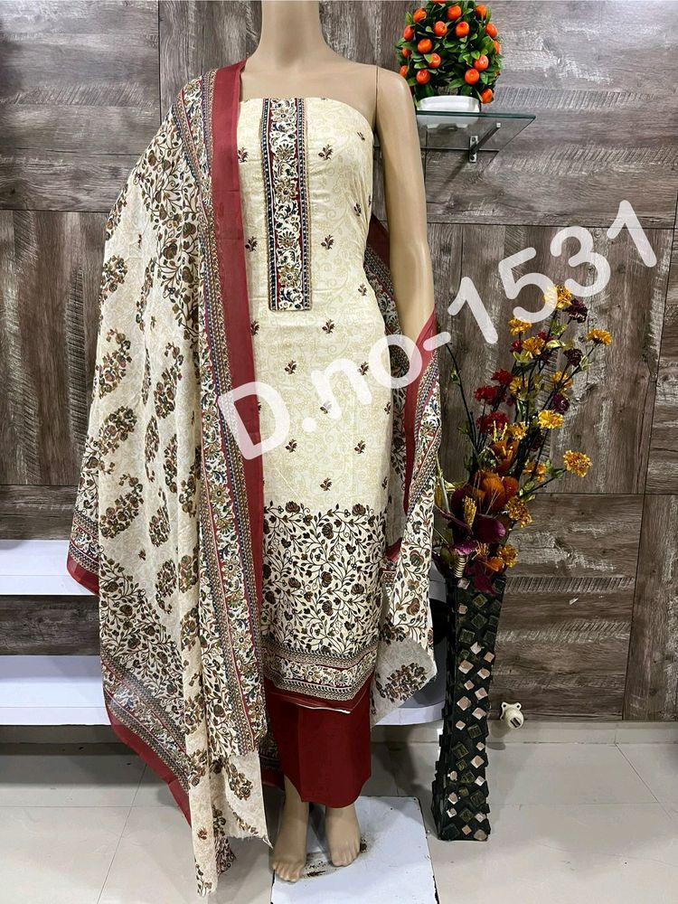 Cotton Embroidery Dress Material