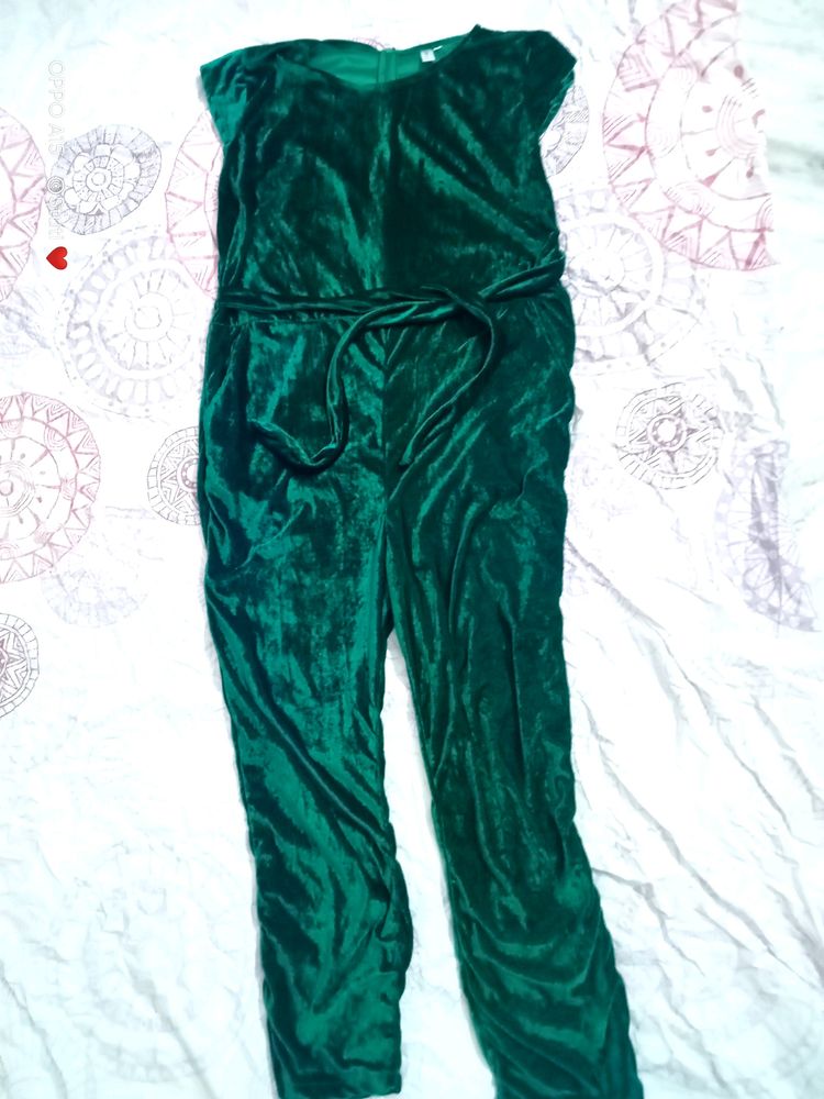 Green Velvet Jumpsuit.