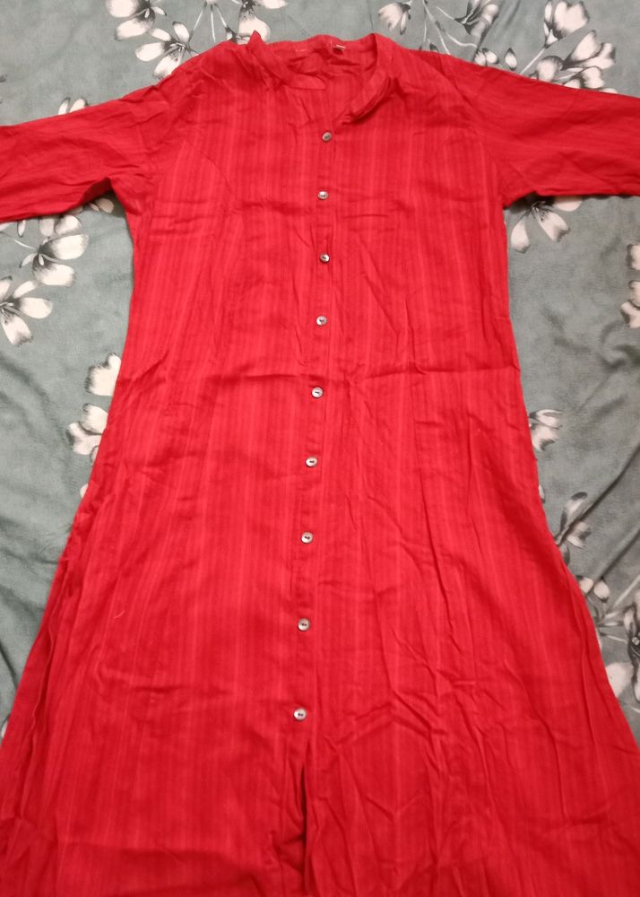 Red Cotton Kurta