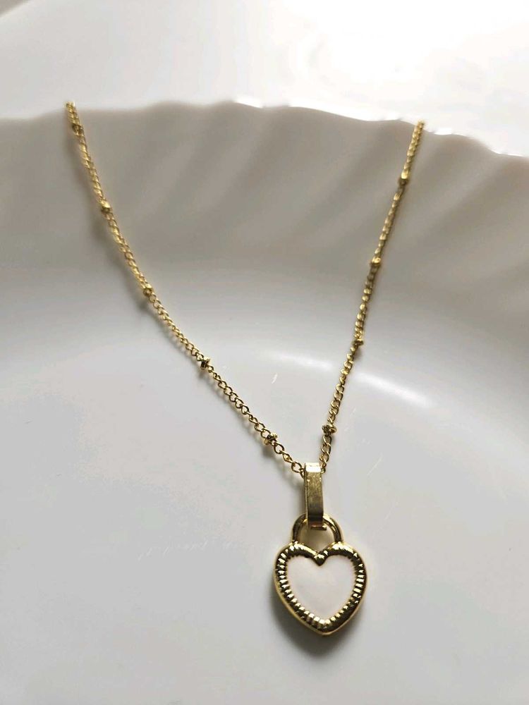 Korean Double Sided Heart Pendant chain Necklace