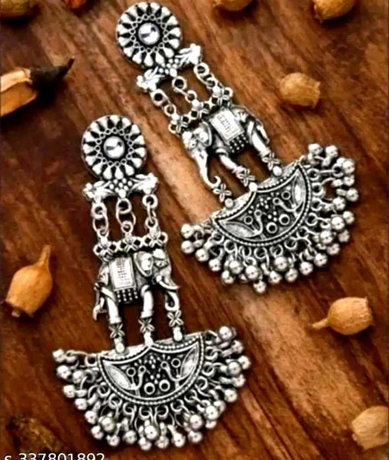 Oxidized Elephant Design Jhumkas...