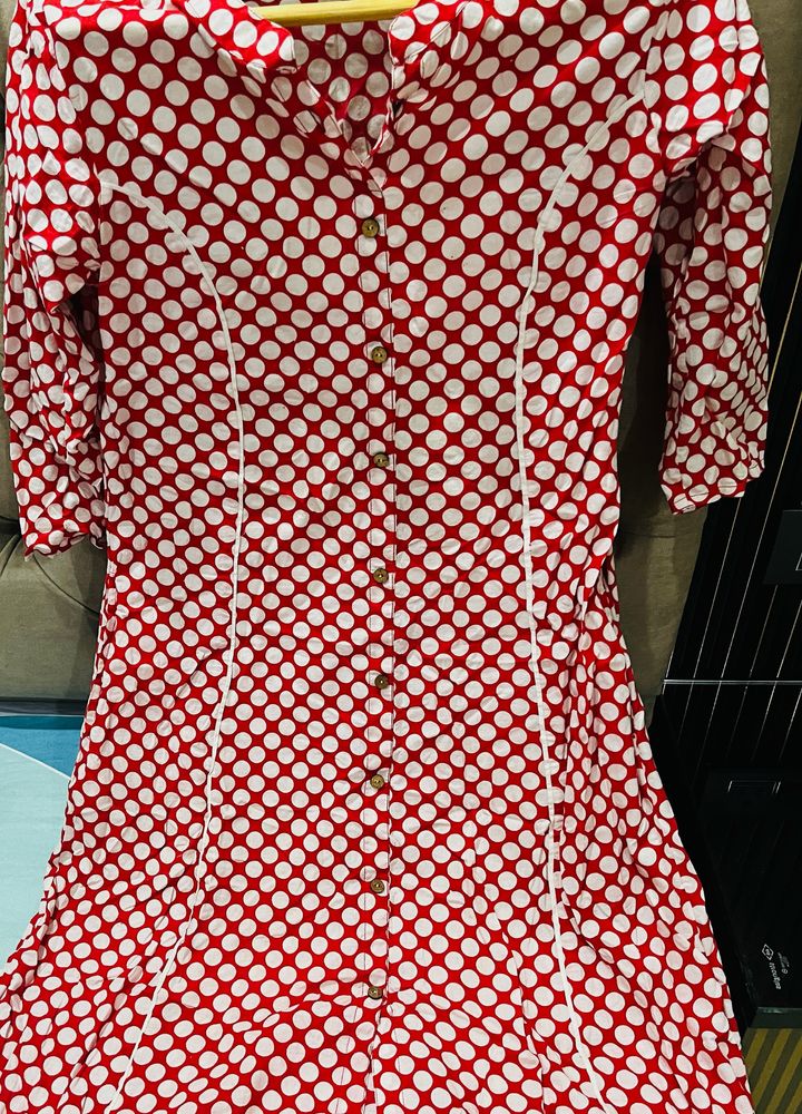 A Line Polka Print Kurta