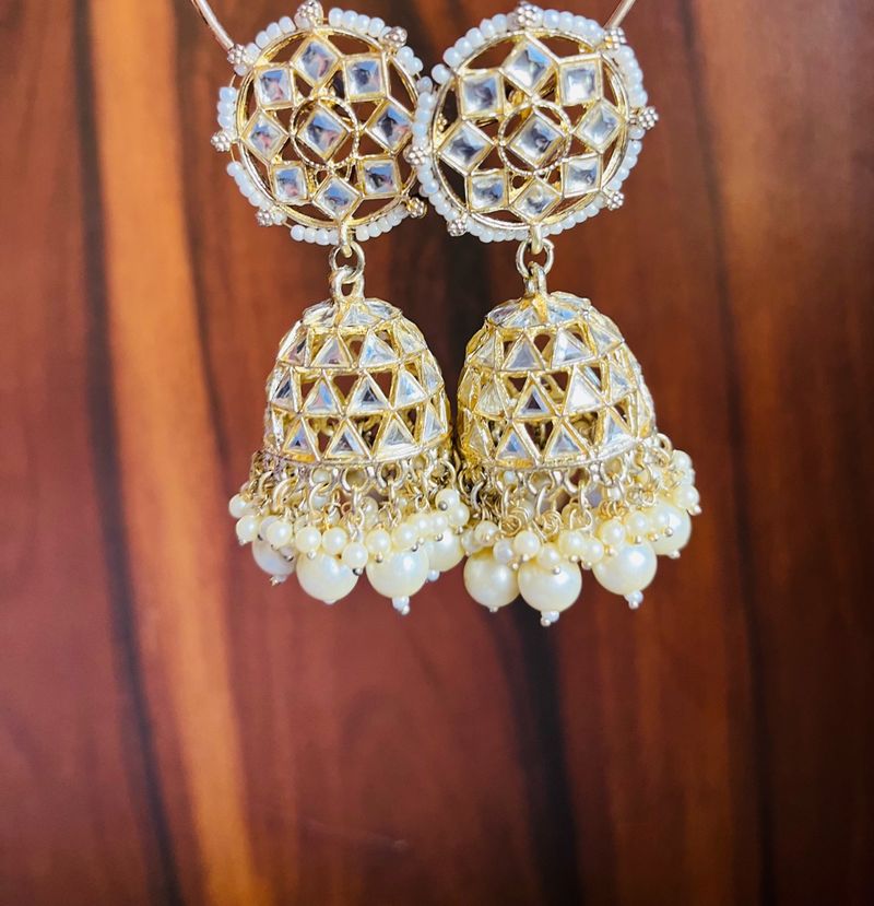 White Stone Party Wear Jhumki