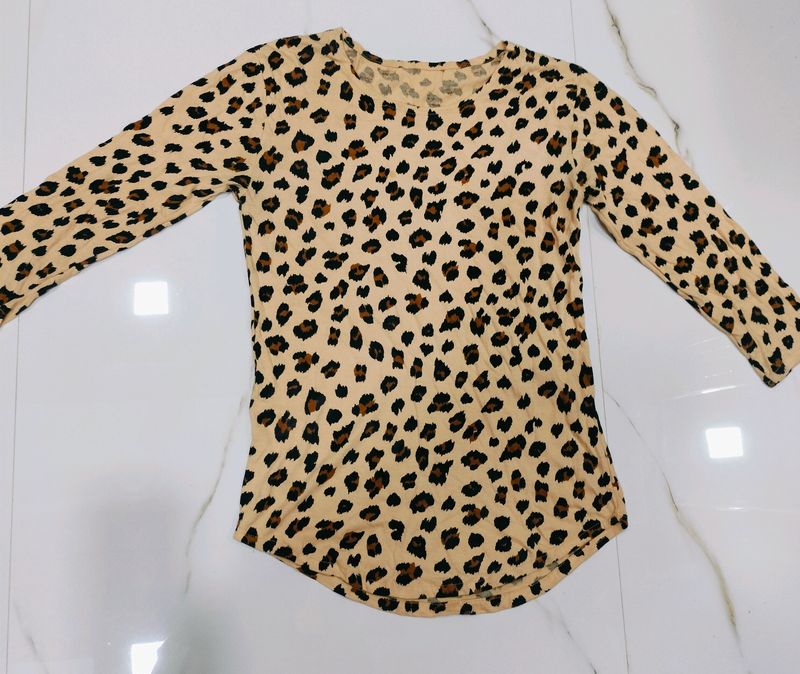 Biege Tiger Print Top