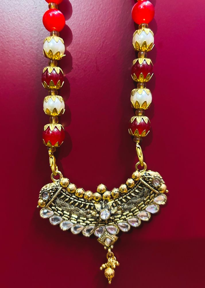 Red Pearl Traditional Necklace (N-2)