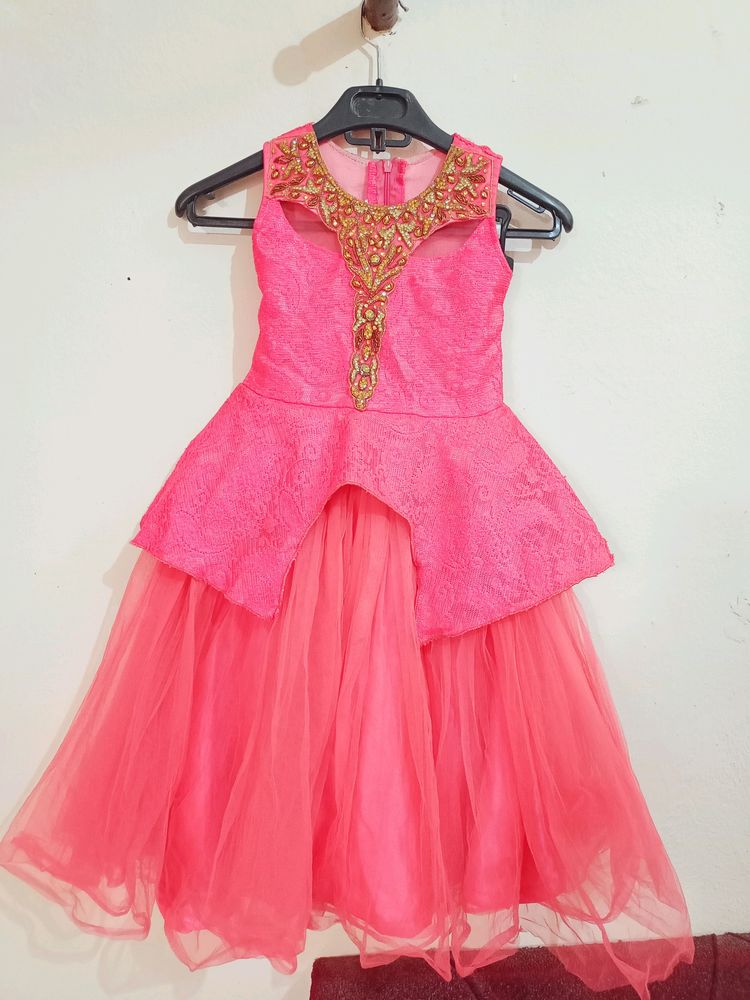 Dark Pink Gown For Girls