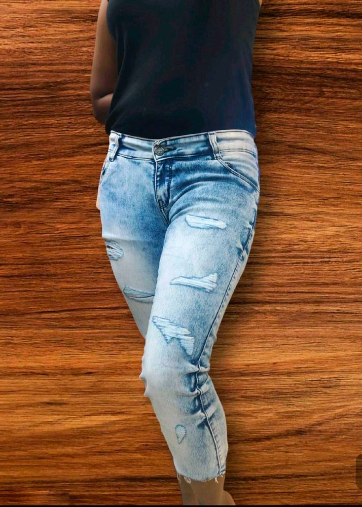 Denim Knee Length Jeans