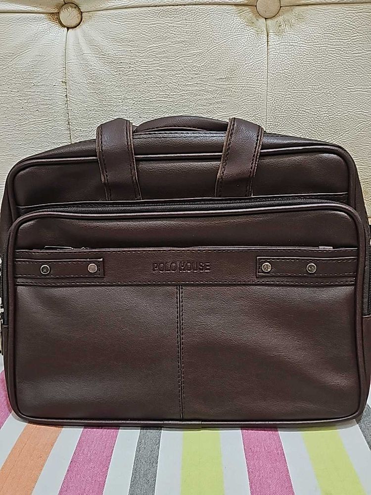 Pure Leather 6 Compartment  Laptop Cum Office Bag