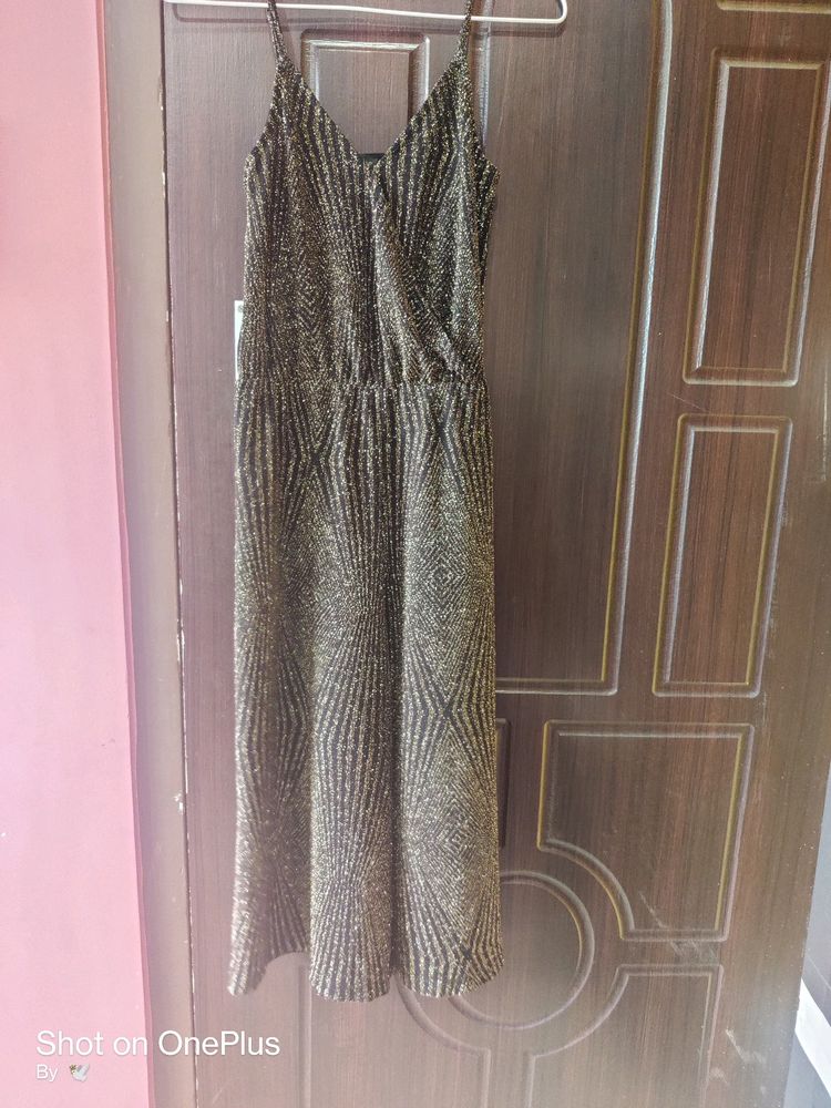 TOPSHOP Golden Glittery knee Length Jumpsuit