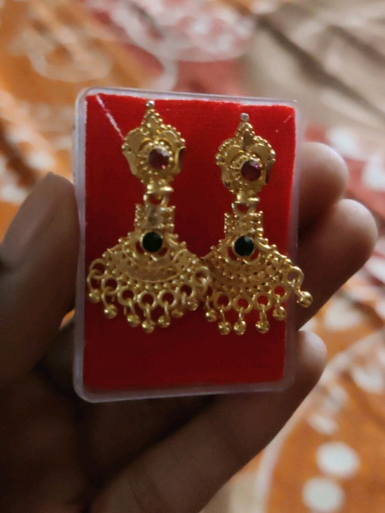 One Gram Gold Plated Earring And Lakshmi Pendent