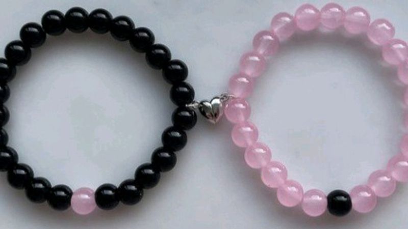 Matching Black And Pink Bracelet