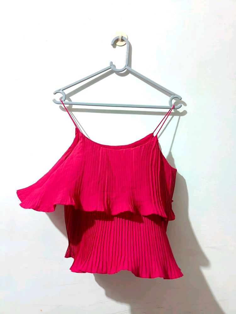 Tokyo Talkies Fuchsia pink Pleated Tiered Top