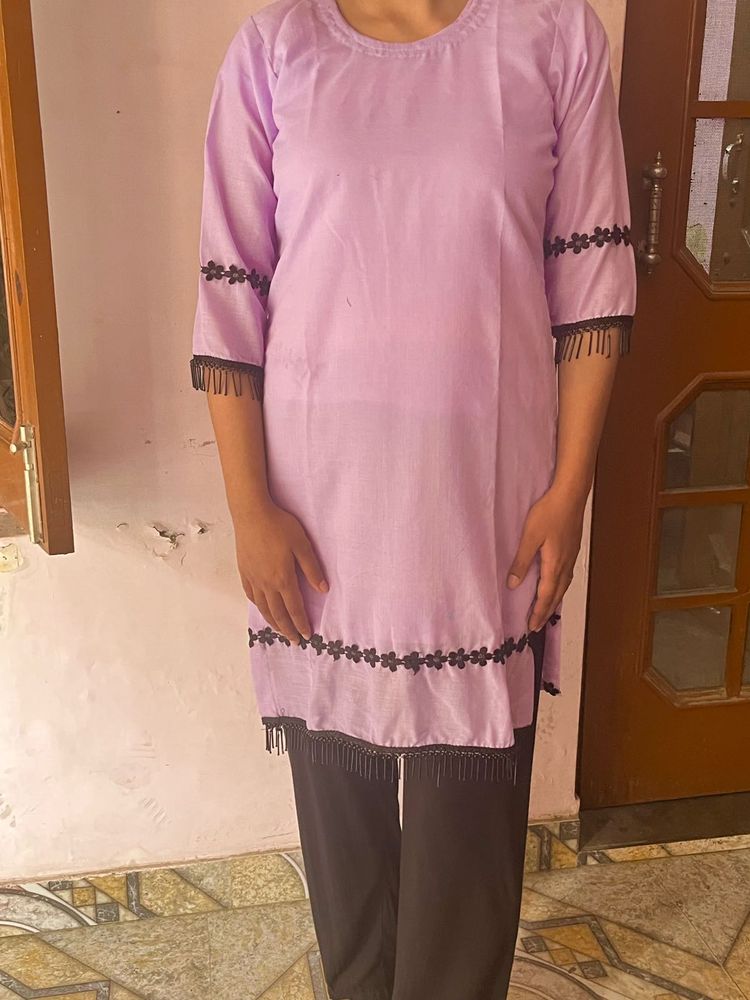 Lavender Kurti With Lace