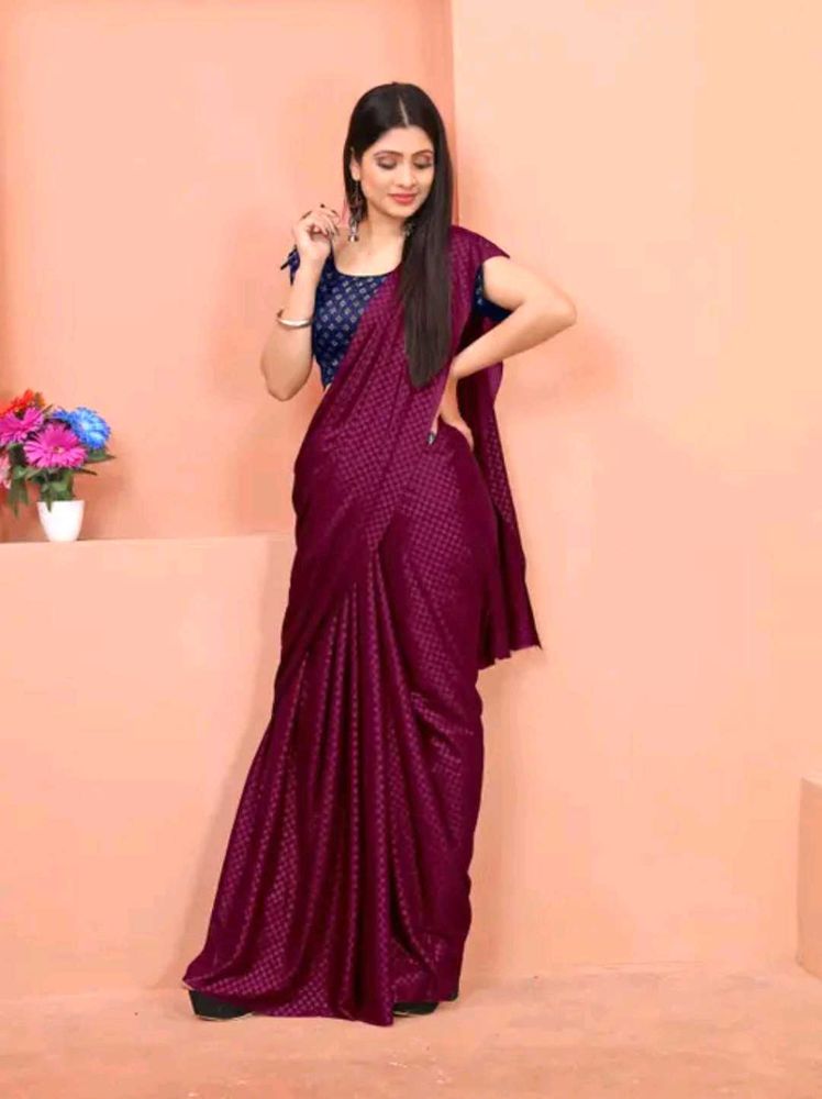 Chiffon Grape Wine Color Saree