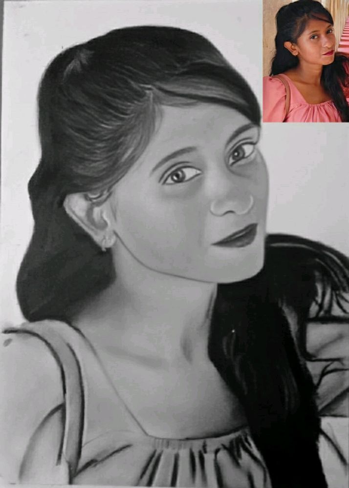 Beautiful Girl Handmade Draw Work