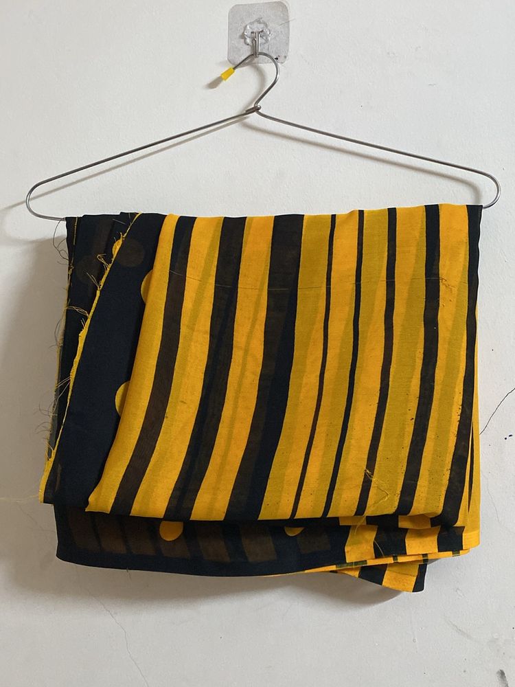 Yellow And Black Strips Saree