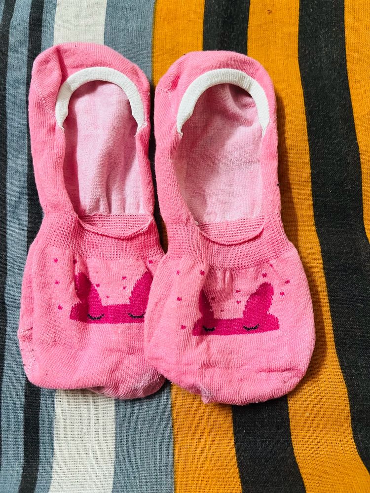 Women Cute Pink Half Socks