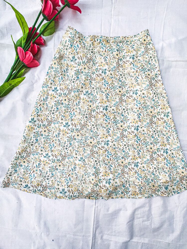 White Floral Skirt