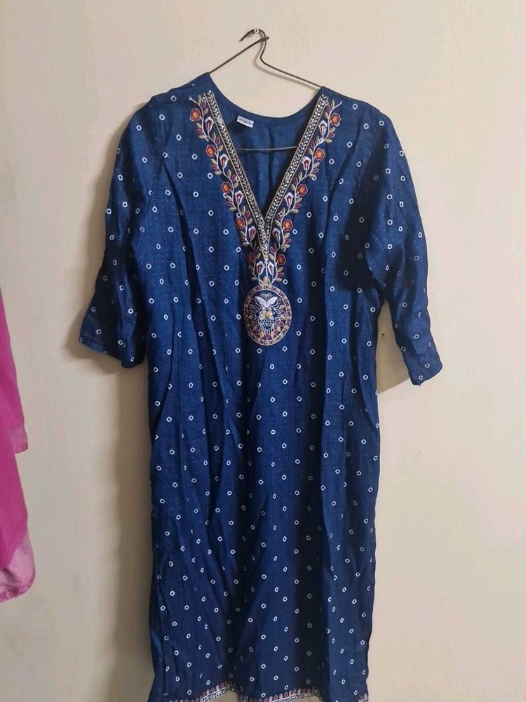 Blue Golden Kurti