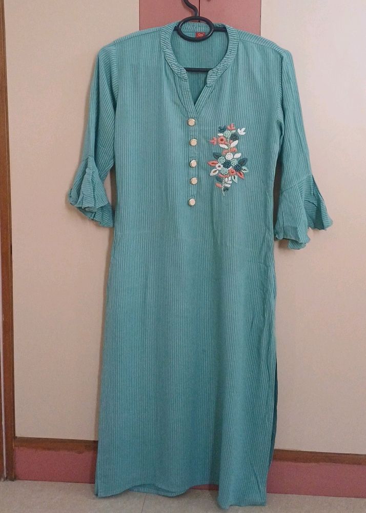 Sea Green Coloured Straight Kurta