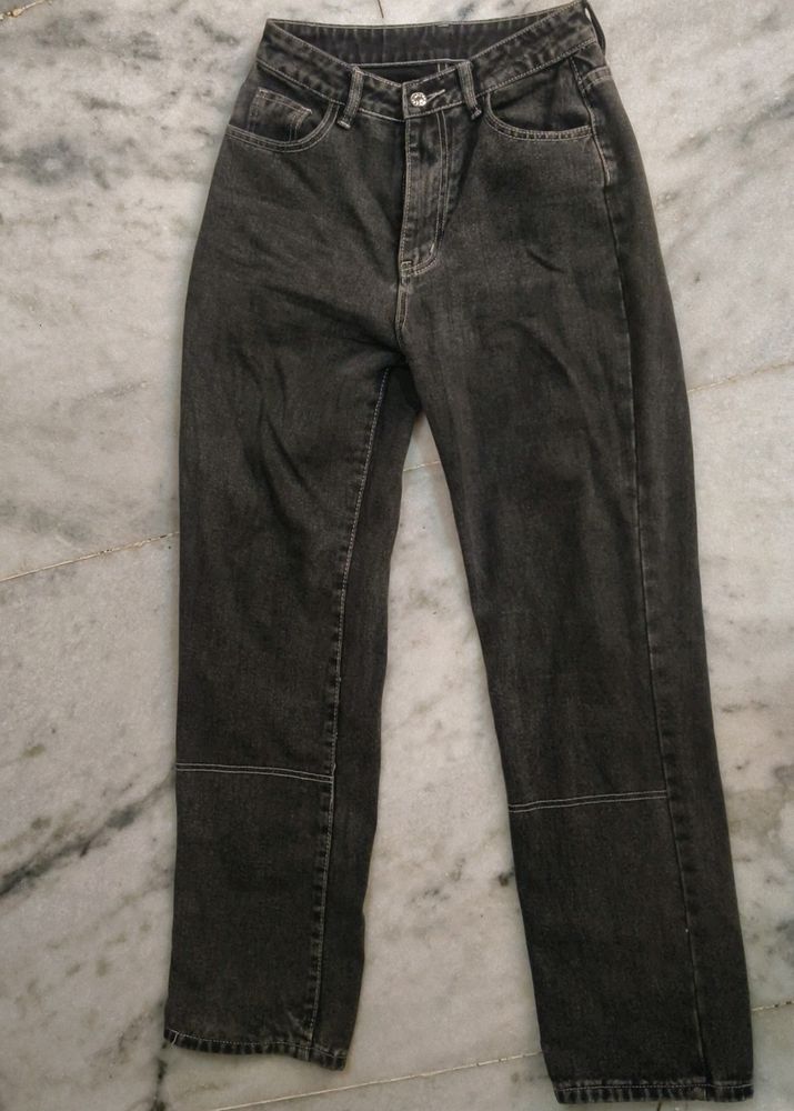 Black Straight Denim Jeans