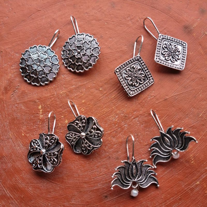 Casual Oxidised Hook Earrings