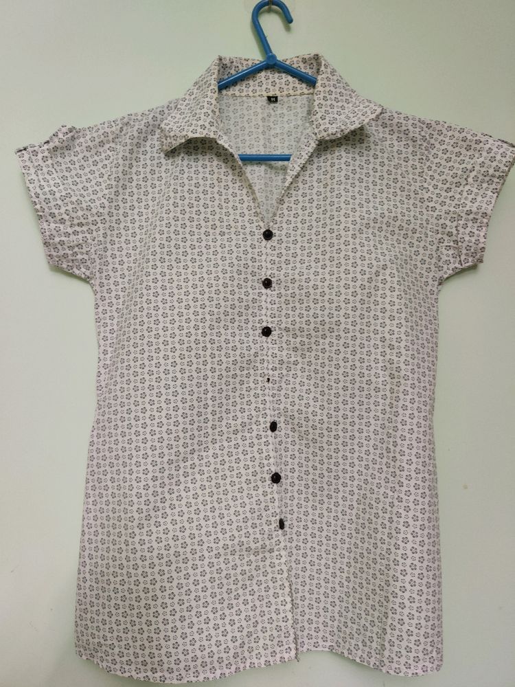 WHite Formal Shirt With Rose Button