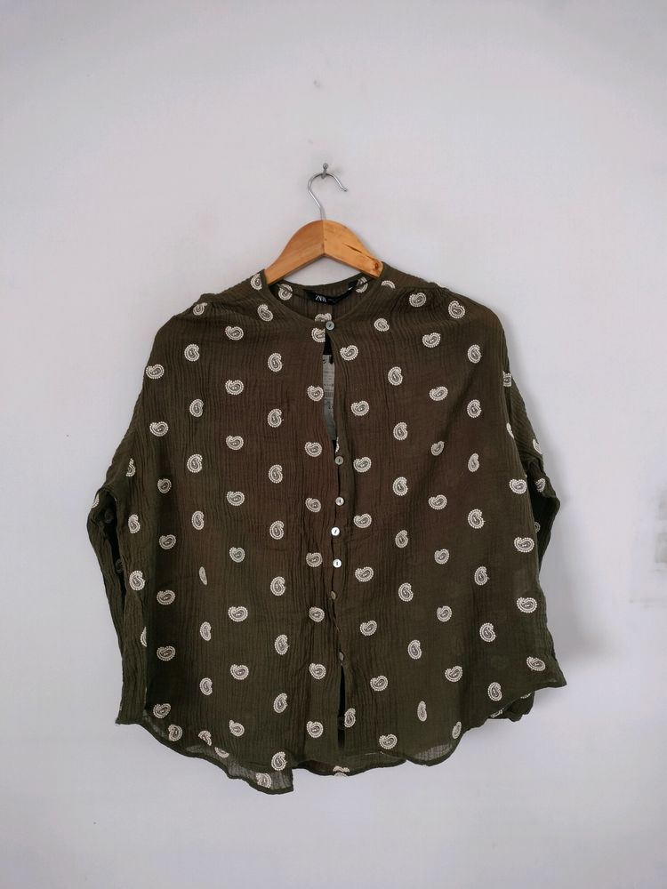 Olive Printed Top (Women's)