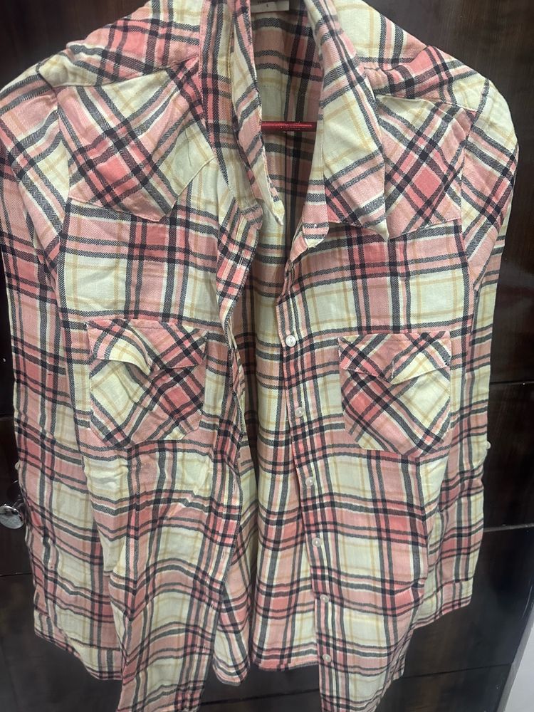 Peach Check Trendy Shirt