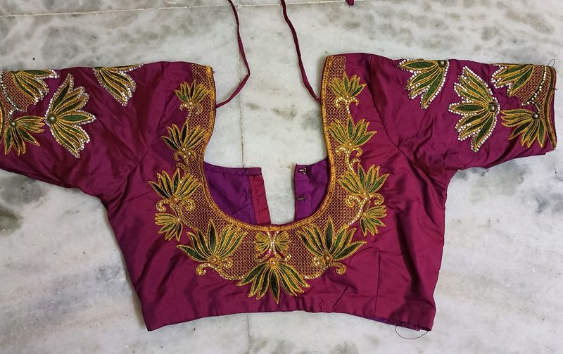 An Embroidered Blouse With Lotus Design All Over