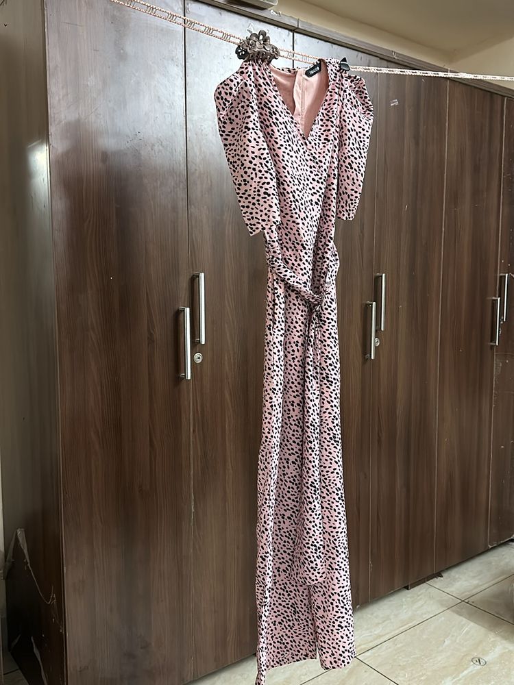 Animal Print Peach Jumpsuit