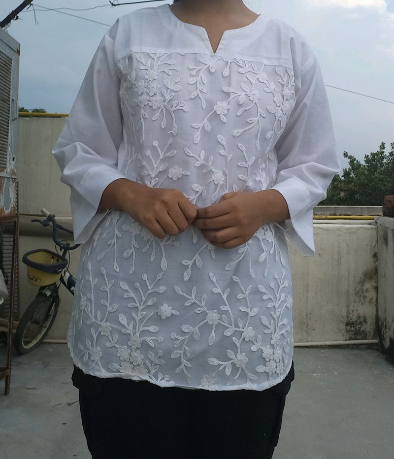 Short White Kurti Top