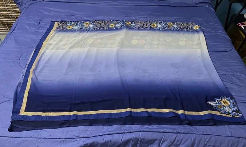 Beautiful Navy Blue Color Saree