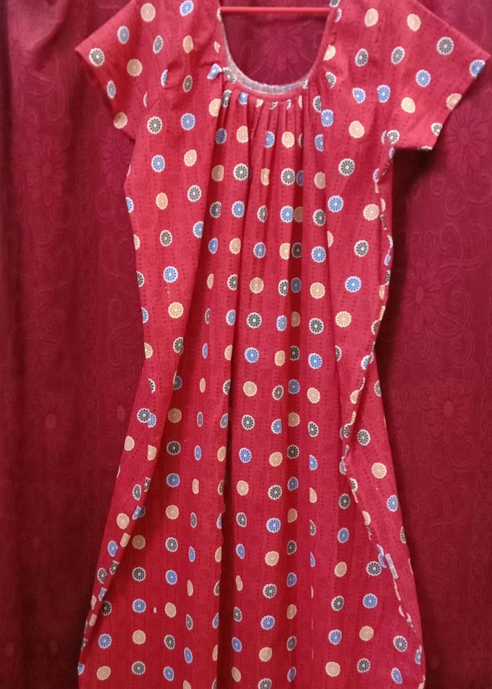 Red Printed Nighty