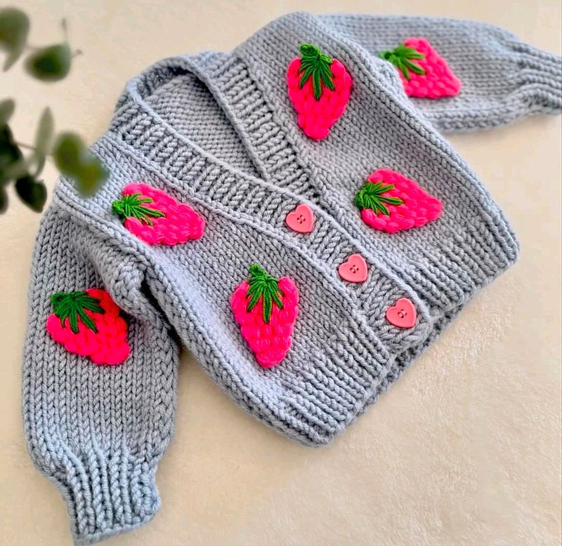 kids grey strawberry cardigan