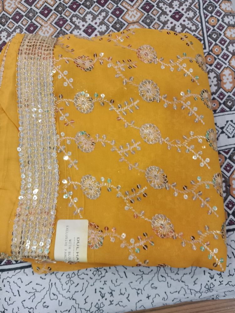 Yellow Sicquene Saree