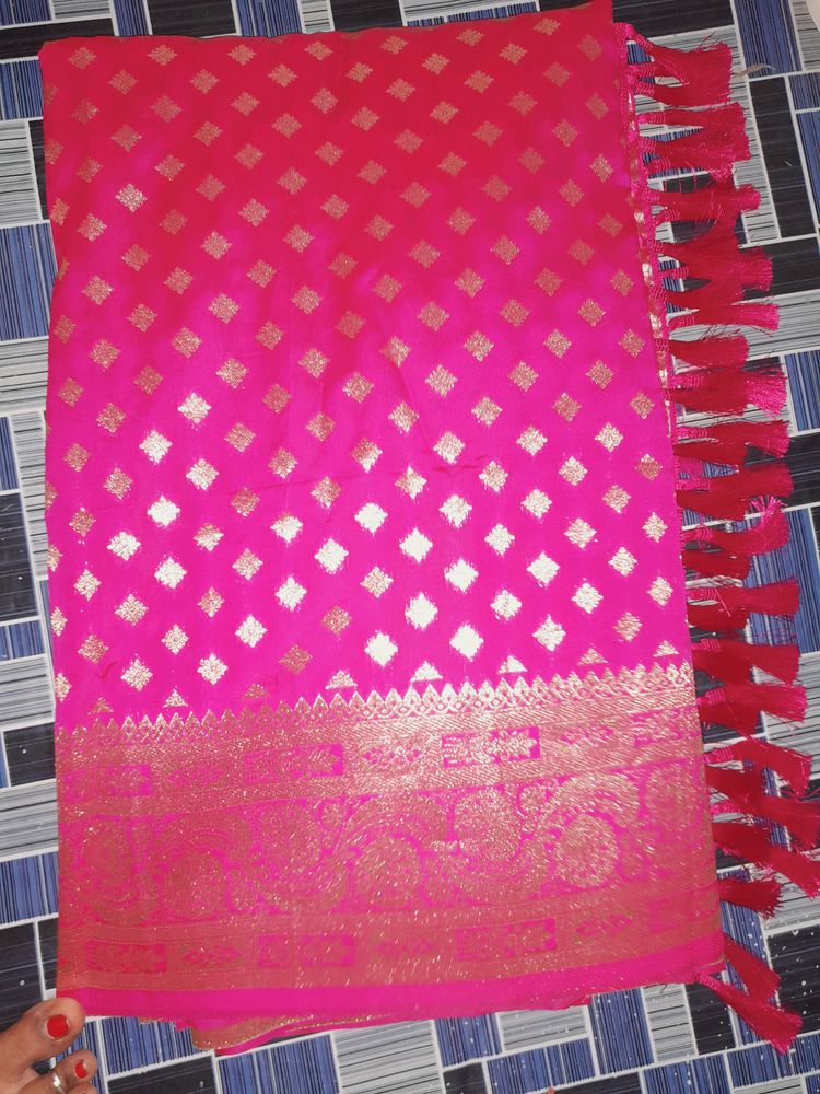 Banarasi Zari Work Pink Saree