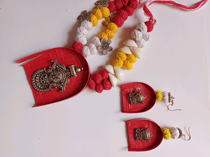 Durga Maa Bengali Soopa Necklace Earrings Set