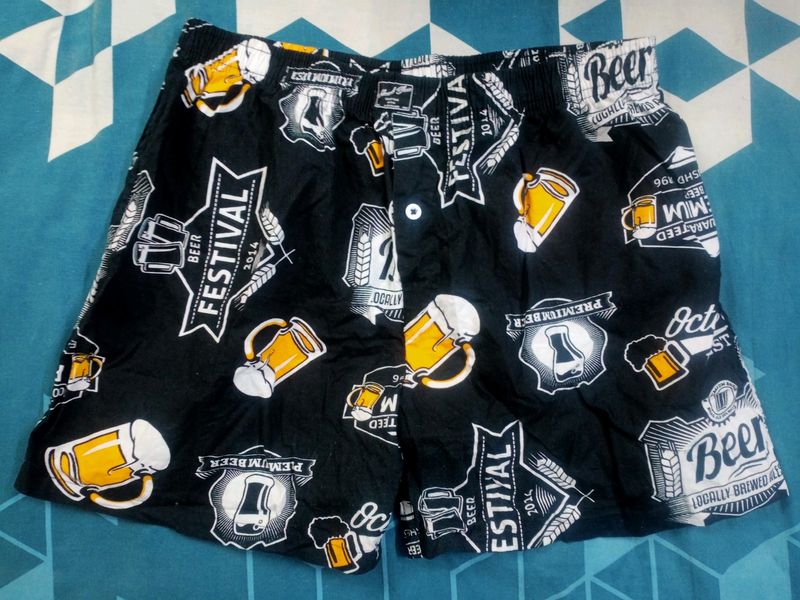 Beer Print Cotton Shorts