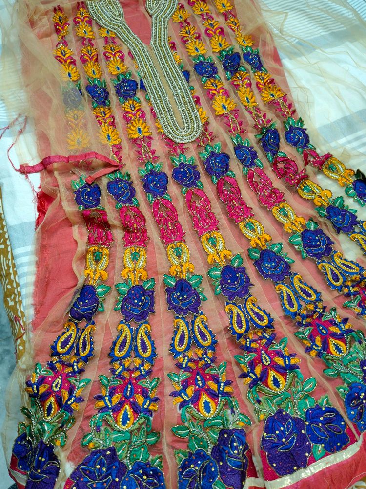 Full Net Work Anarkali Dress