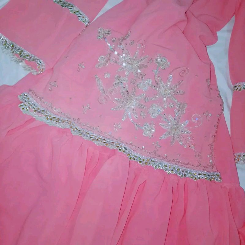 Pink Heavy Embroidered Sharara Suit